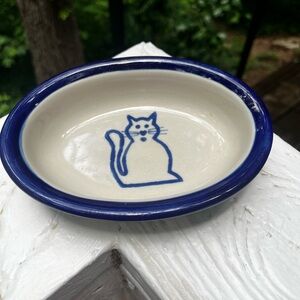 Blue & White Cat Food / Dish Water Bowl